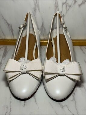 J.Renee White Bow Slingback Pumps